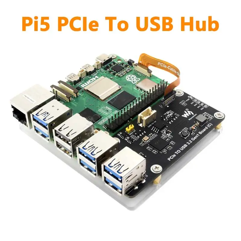 Raspberry Pi 5 PCIe a USB3.2 Gen1 Hub 5Gbps para Raspberry Pi OS Drive gratis