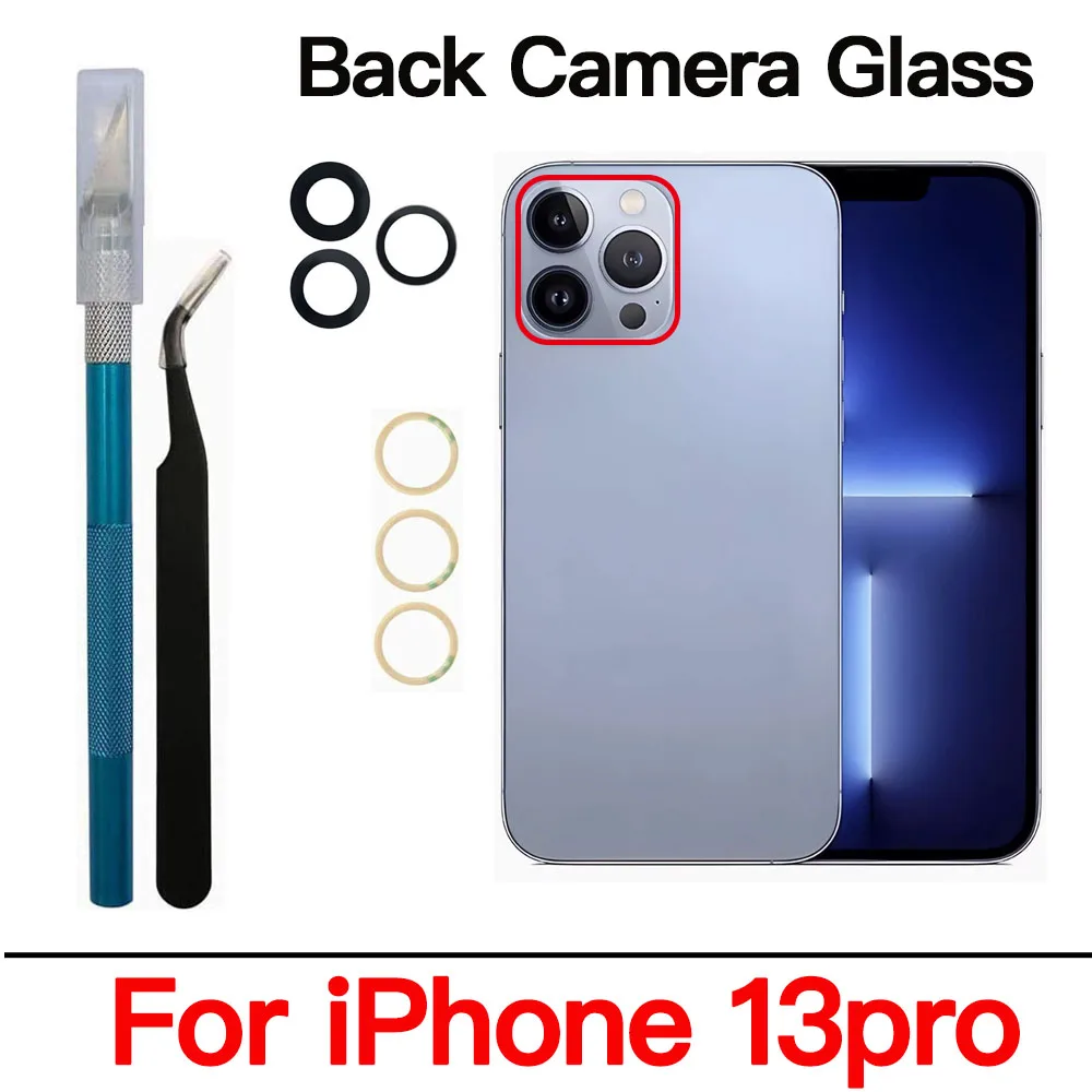 Reemplazo de cristal de lente de cámara trasera para iPhone 11 12 13 14 15 Plus Pro Max con adhesivo y Kit de herramientas de extracción - imagen 5