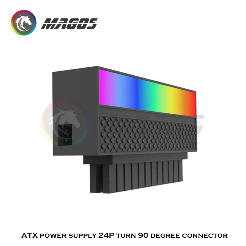 Adaptador PSU de 24 pines, conector de codo de 90 grados, embellece el cableado, convertidor de dirección de giro en ángulo recto, 5V ARGB, negro/blanco - imagen 2