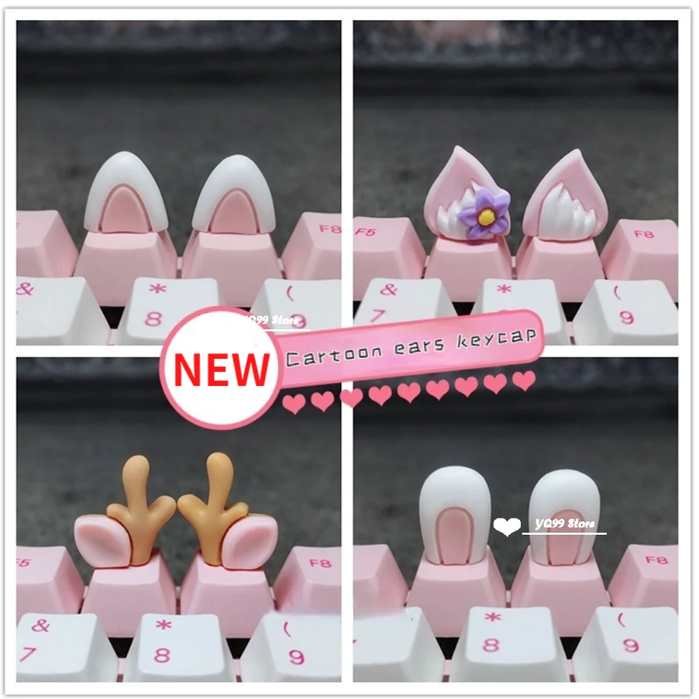 Tapa de tecla de oreja de conejo de oreja de gato personalizada para Cherry MX, Teclado mecánico rosa, gorra de bola Xda, tecla tridimensional