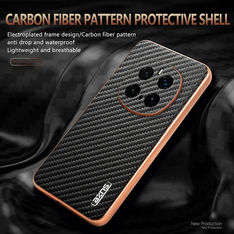 Para Huawei Honor Magic 7 Pro funda de lujo PU chapado fibra de carbono funda protectora trasera para Honor Magic 7 6 Pro carcasa de teléfono - imagen 2