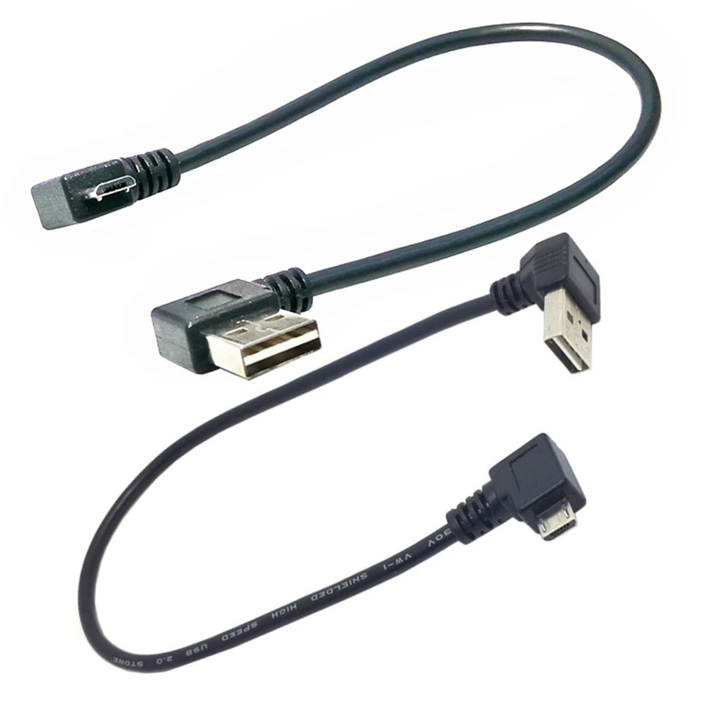 Conector USB 2,0 A a cable Micro USB B macho sincronización de datos de esquina izquierda y derecha y extensor de carga 25CM corto 90 °   izquierda un - imagen 3