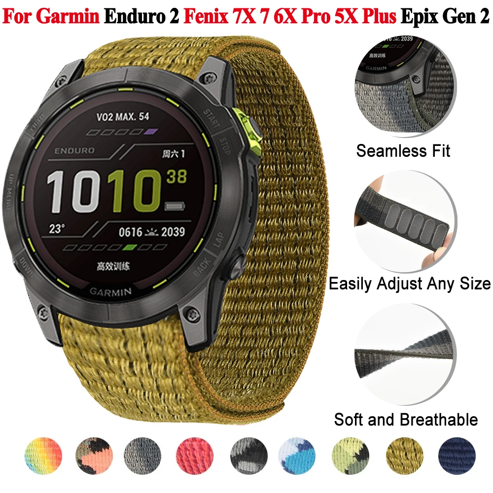 Enduro 2 para Garmin Fenix 7 7X 6X 6Pro 5X Plus/945/955/965/Epix Gen 2/Enduro, pulsera de nailon con gancho - imagen 2