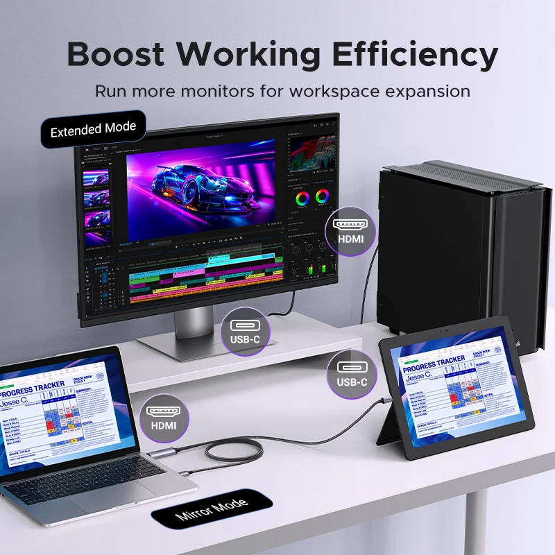 UGREEN HDMI a USB C Cable adaptador Audio Video pantalla 4K 60Hz HDR HDCP2.2 Dolby con fuente de alimentación USB para PS4/5 Switch Xbox PC - imagen 5