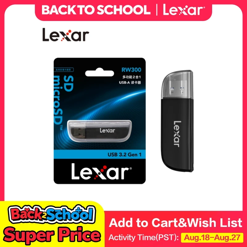 Lector de tarjetas Lexar 100% Original RW300 USB 3,2 Gen1 multitarjeta 2 en 1 lector de tarjetas USB-A de alta velocidad para tarjeta de memoria SD TF