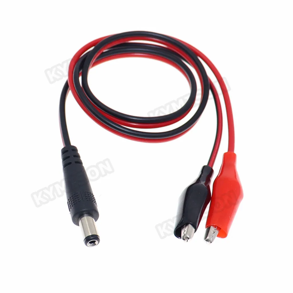 2 pinzas de cocodrilo a 1 adaptador de conector de clavija de alimentación CC macho o hembra cable de 30cm/50cm Clips CC de 5,5*2,1mm cables de prueba de cocodrilo