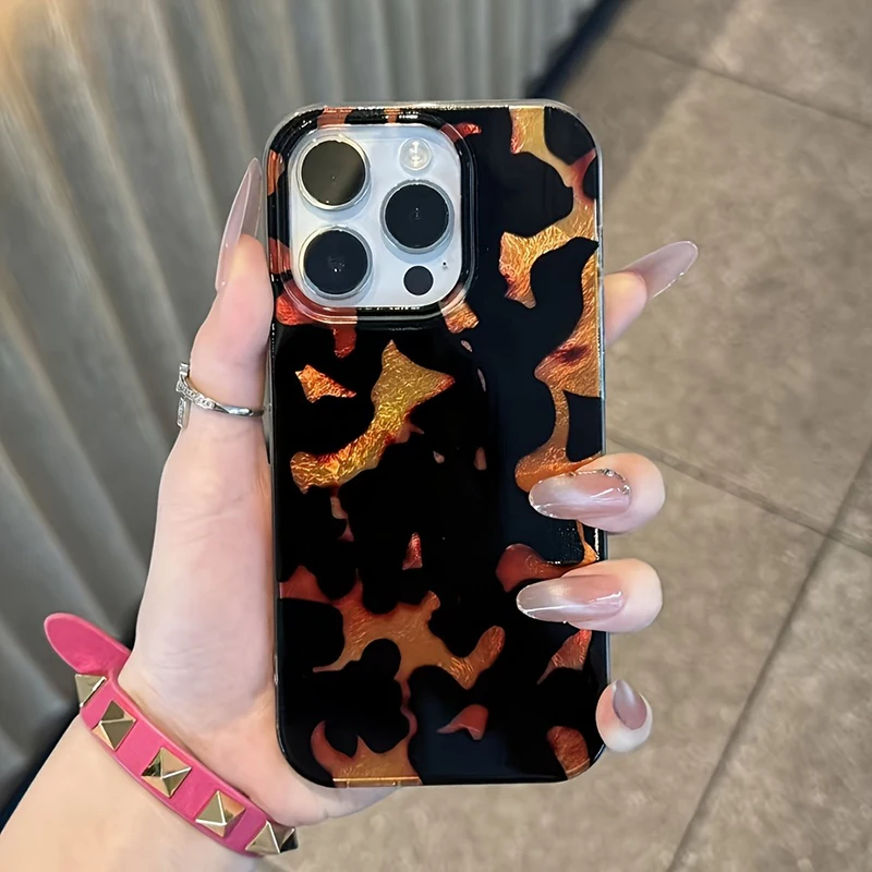 Funda de teléfono con patrón de vórtice y estampado de leopardo ámbar para iPhone 17 Pro Max, fundas para iPhone 16 15 14 13 12 11 7 8 Plus XS XR 16E Air Cover - imagen 2