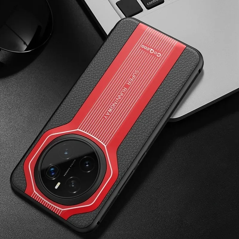 Para Honor Magic 7 Pro 7 funda de lujo con pintura brillante patrón de cuero Litchi + cubierta de borde suave de TPU para HONOR Magic7