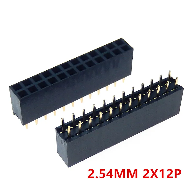 10 Uds 24P 2*12pin hembra doble fila recta 24Pin paso 2,54mm 2X12P conector de tira de cabezal de aguja