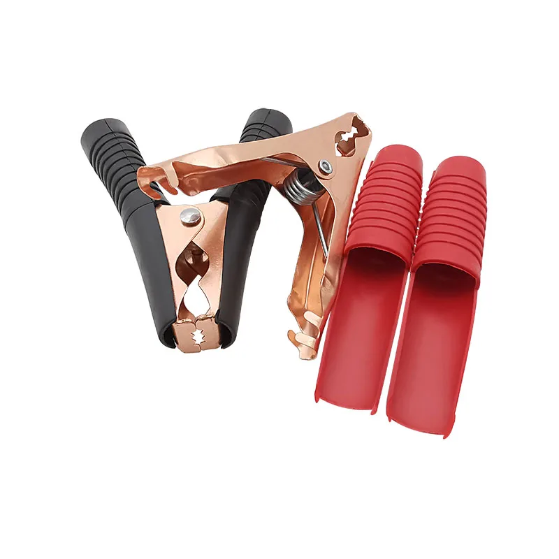 1 par de pinzas de cocodrilo 100A para prueba de batería de coche, pinzas de cocodrilo con funda de plástico roja y negra, longitud de 90mm - imagen 3