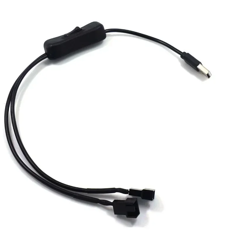 Cable adaptador de corriente para ventilador, 1 a 2 vías, USB a 3, 4 pines, PWM, 5V, conector de ventilador, interruptor de encendido y apagado 22AWG, 40cm, 1575 pulgadas - imagen 2