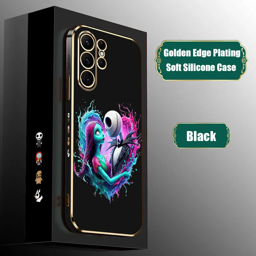 Disney-funda de pesadilla antes de Navidad para Samsung Galaxy S24, S23, S22, S21, S20 Ultra Fe, S10, S9 Plus, cubierta chapada 5G - imagen 3