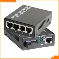 Convertidor de Medios Fibra Óptica Ethernet Rápida SC RJ45 Monomodo