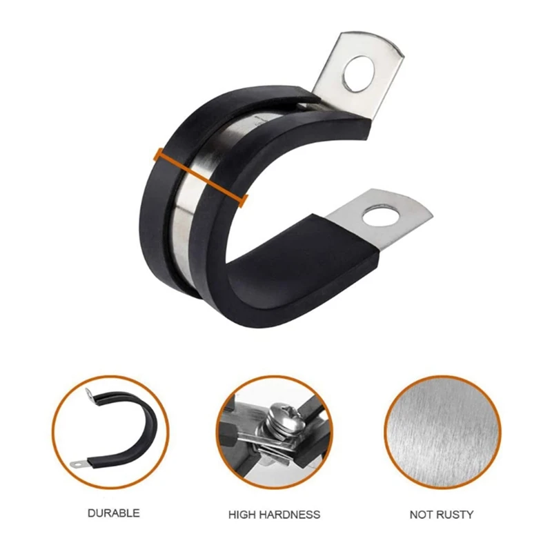 Abrazadera de Cable de acero inoxidable, estante de tubería de acero inoxidable duradero, blanco y negro, 13Mm, 48 piezas