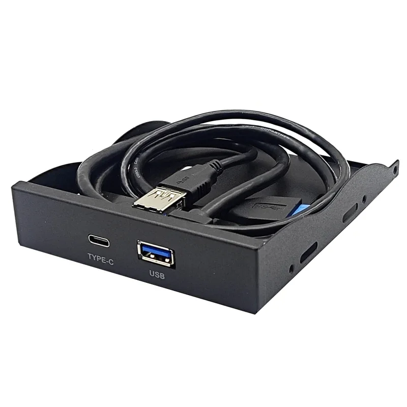 Panel frontal USB 3,0 USB3.2 Gen1 5Gb VL162 Chip para unidad de disquete de 3,5 "para PC 1 puerto USB3.0 + 1 puerto USB3.1 tipo C adaptador HUB - imagen 3