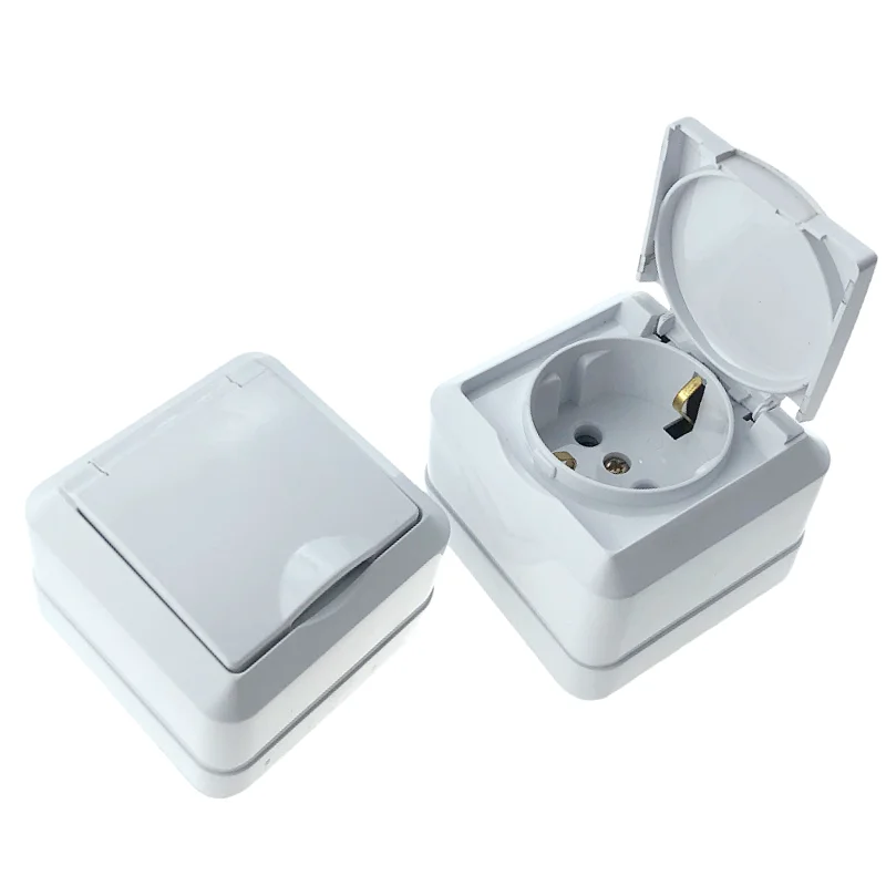 Toma de pared impermeable IP20 2P+E Toma de pared tipo superficie Toma de pared europea con conexión a tierra - imagen 2