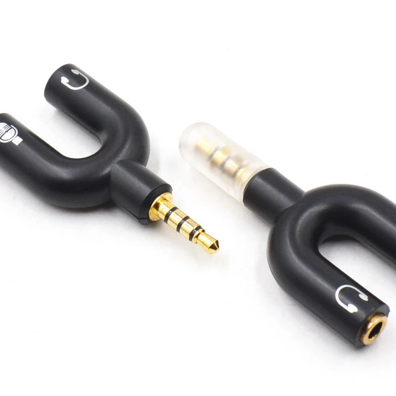 5/10 Uds adaptador tipo U doble 3,5 MM enchufe para auriculares Cables de Audio divisor micrófono 2 en 1 conector giratorio convertidor de Audio - imagen 5
