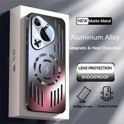 Funda de carga inalámbrica magnética con disipación de calor de Metal duro para Huawei P40 P50 P60 Puro 70 Ultra Pro Cool funda protectora trasera