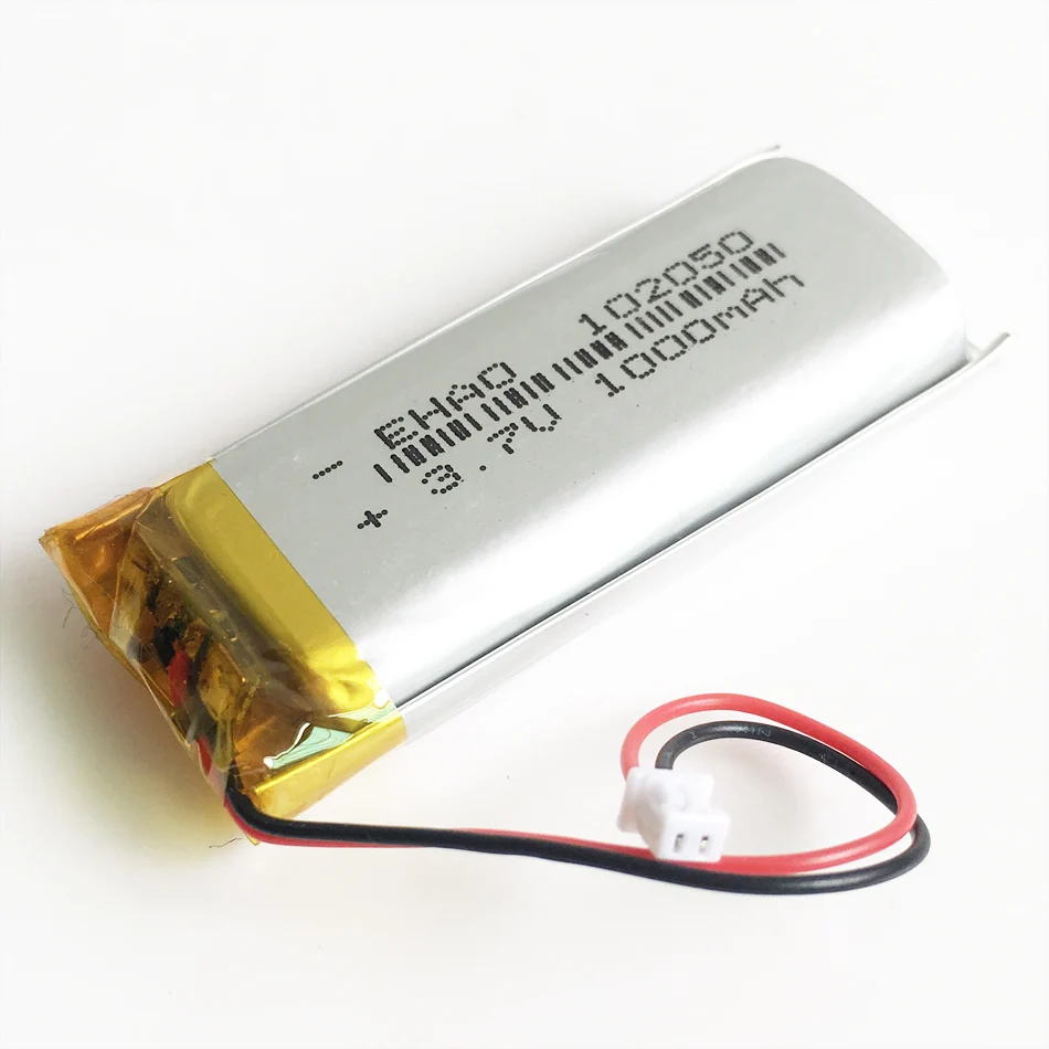 Batería recargable Lipo de polímero de litio, 3,7 V, 1000mAh, 102050 JST, 1,25mm, enchufe de 2 pines para KTV, micrófono con cable para el hogar, cámara GPS - imagen 2