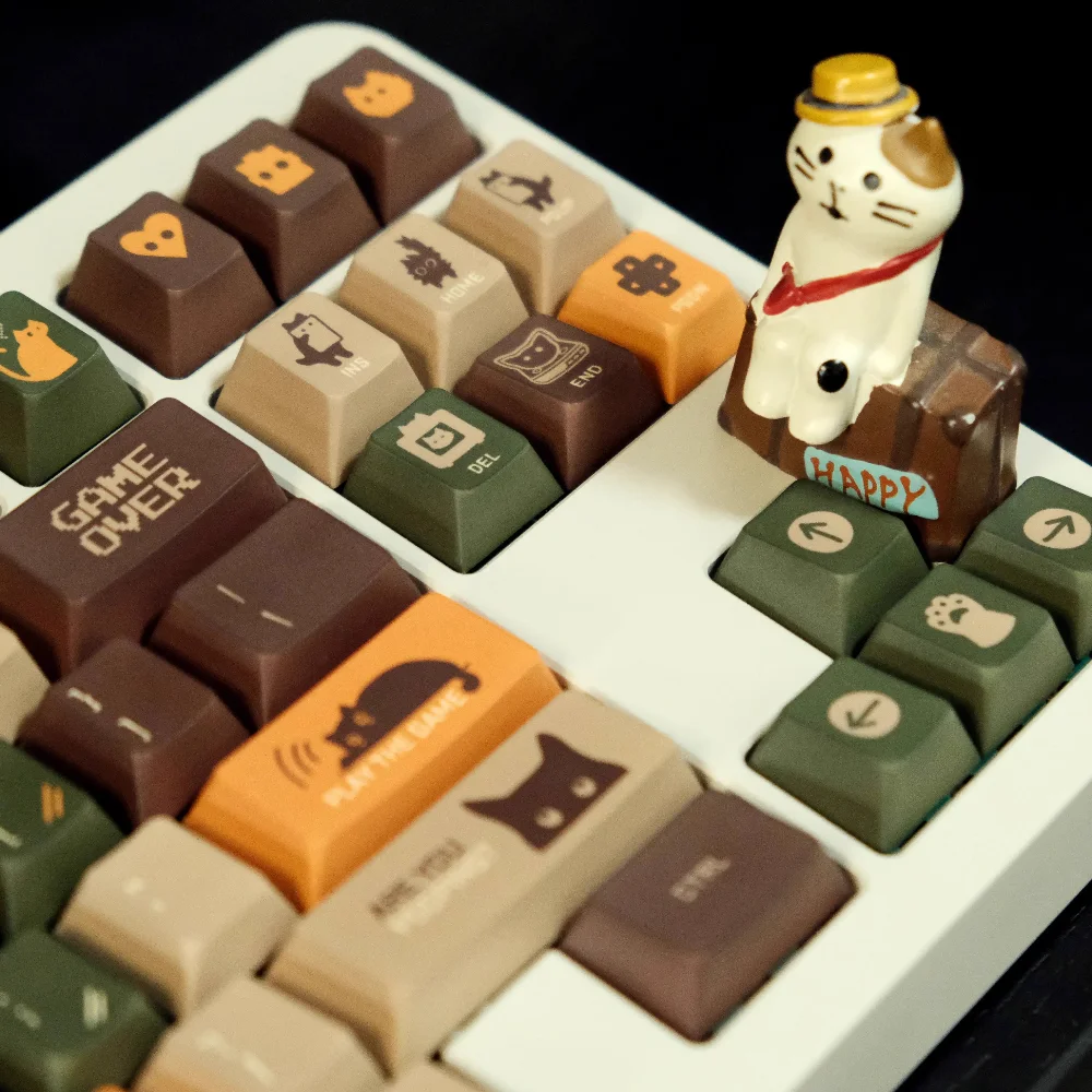 Juego de teclas de gato personalizado, 143 teclas, Retro, verde, artesanal, cereza, bonito Anime, Teclado mecánico, interruptor MX - imagen 5