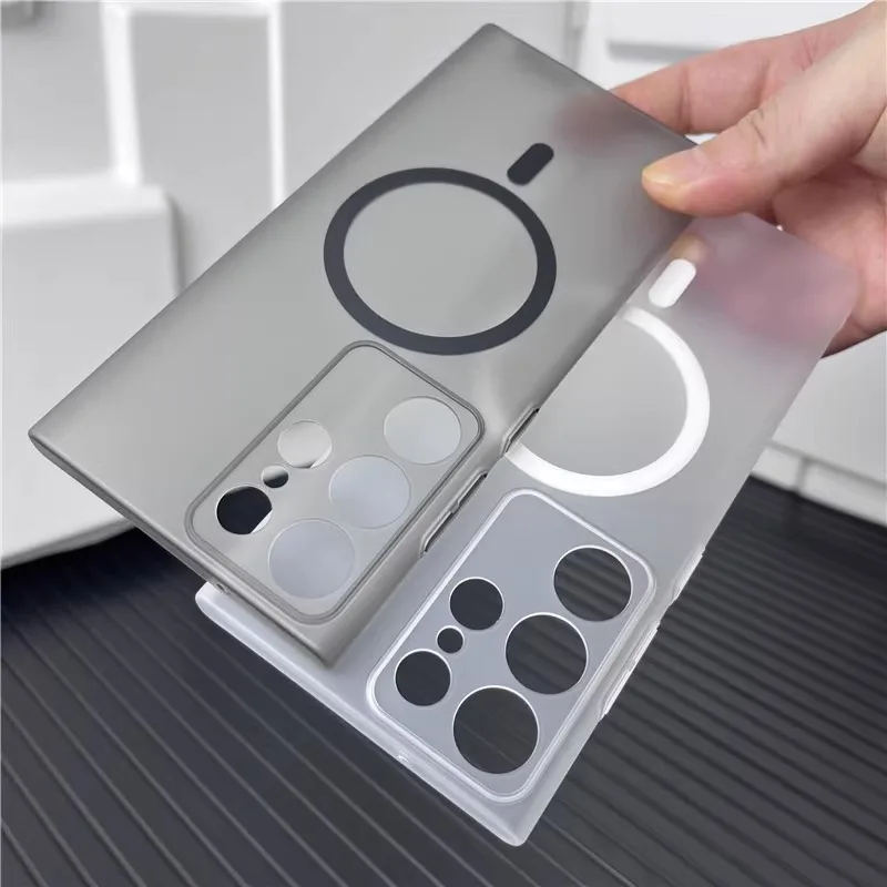 Funda de carga inalámbrica magnética Magsafe, ultrafina, mate, transparente, para Samsung Galaxy S25 S24 S23 S20FE S22 Ultra Plus, funda dura para PC - imagen 3