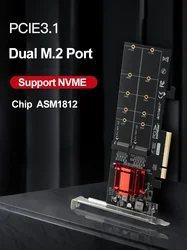 Adaptador PCIe 3.1 x8 para 2 SSD M.2 NVMe ASM1812