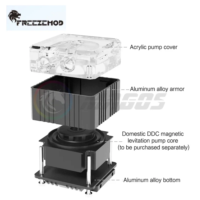 FREEZEMOD Kit de armadura de bomba DDC compatible con depósito de 60 mm PC MOD caja doméstica multicolor (sin bomba) PJ-GCDCC - imagen 3