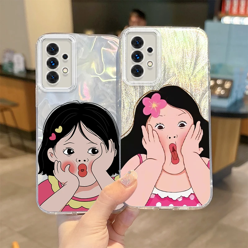 Funda de teléfono de dibujos animados de chica con personalidad para Samsung Galaxy S24, S23, S22, S21 Plus Ultra, A73, A72, A71, A55, A54, A53, cubierta mate a prueba de golpes
