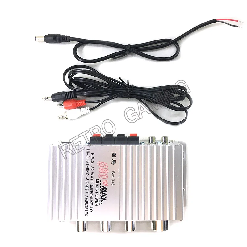 Amplificador WM333 de Audio estéreo HI-FI, cc 12V 2A, bricolaje, con Cable de Audio de potencia para máquina recreativa, piezas de armario de juegos - imagen 2