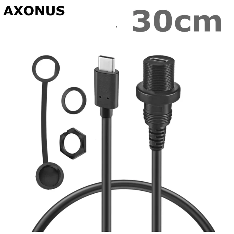 Cable de extensión USB 3.1 impermeable tipo c USB macho a hembra 2,0 IP 67 con conector de montaje en Panel para barco, coche, yate, 0,3 m - imagen 2