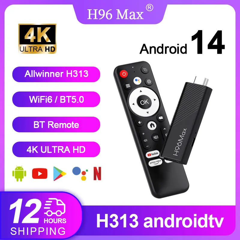 2024 H96 MAX H313 TV Stick Android 14 2GB 16GB 8GB Dual Wifi6 BT5.0 4K HD asistente de voz de Google reproductor multimedia doméstico AI TV Stick - imagen 2