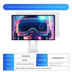 Monitor KUYCON P32K 32 Pulgadas 4K 144Hz IPS HDMI DP USB-C Aluminio