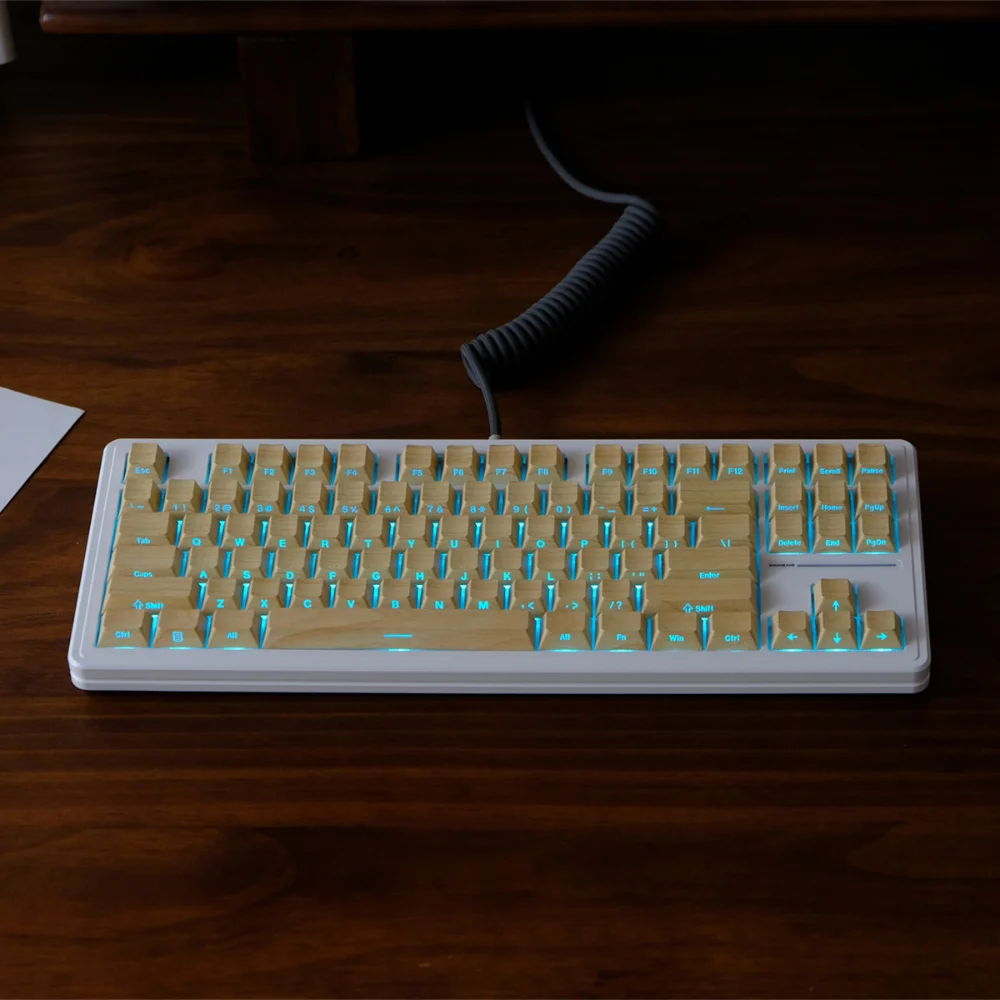 Teclas retroiluminadas de grano de madera, 136 teclas, perfil de cereza, transmisión de luz lateral, teclas para teclados Wooting F75 RK84 GMK67 GH60 - imagen 2