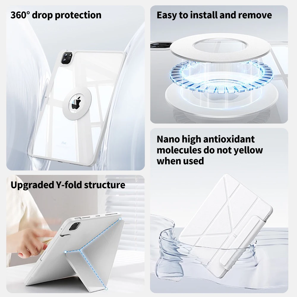 Para iPad Funda magnética de 10. a generación para iPad Pro 13 12,9 12 9 11 M4 M2 Funda para iPad Air 5 4 3 9/8/7a generación 10,2 pulgadas y 10,9 pulgadas - imagen 3