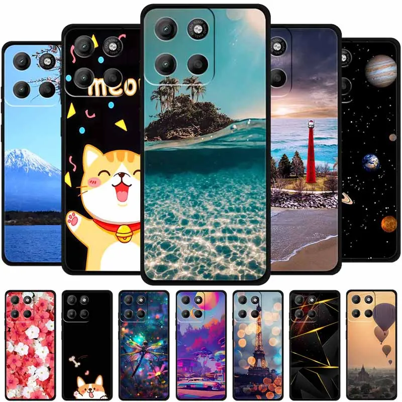 Para Moto G56 G86 funda de moda Original negra suave funda de silicona TPU contraportada para Motorola Moto G86 G56 Planet Capa a prueba de golpes