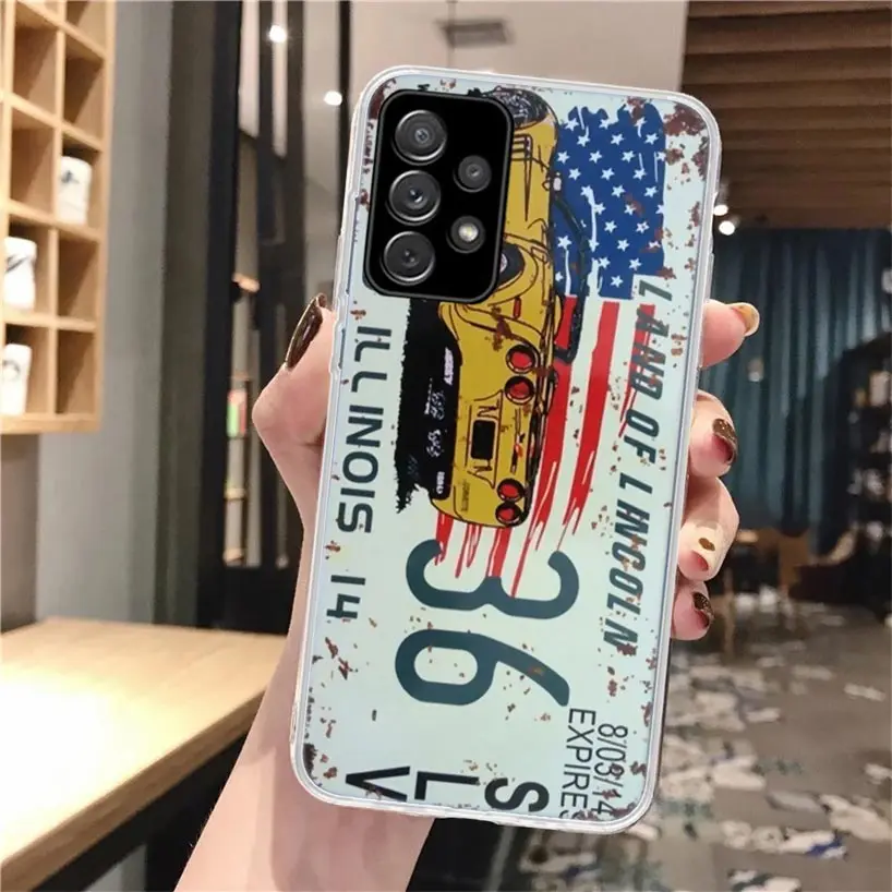 Funda de teléfono de silicona con número de matrícula Retro para Samsung Galaxy A52 A51 A50S A42 A32 A22 A12 A02S A30S A20S A10S A41 A31 A21S A - imagen 2