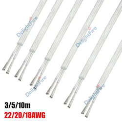 Cables eléctricos transparentes de 12V, Cable de Audio de altavoz Flexible de 2 núcleos para batería de coche automotriz, lámpara de iluminación LED, proyectos de bricolaje