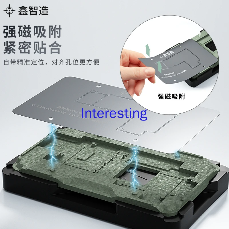Mesa de plantación de estaño de capa media Apple XXSMAX11 12/13mini ProMax malla de estaño de plantación malla de acero 14 en 1 - imagen 3