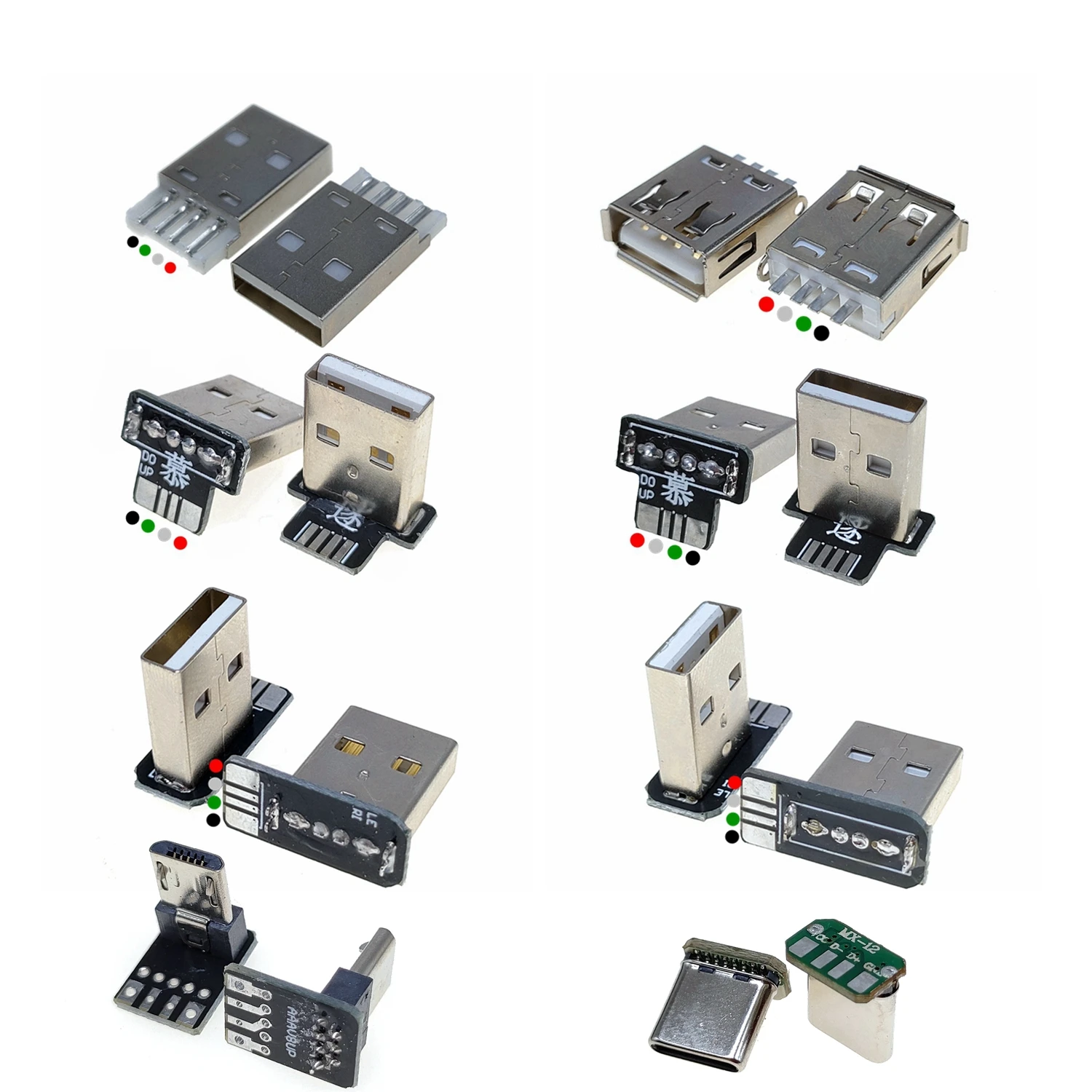 2 uds USB 2,0 enchufe arriba, abajo, izquierda, derecha DIY personalizado codo en forma de L 90 grados Android Micro tipo C Mini fuente de alimentación de datos USB - imagen 3