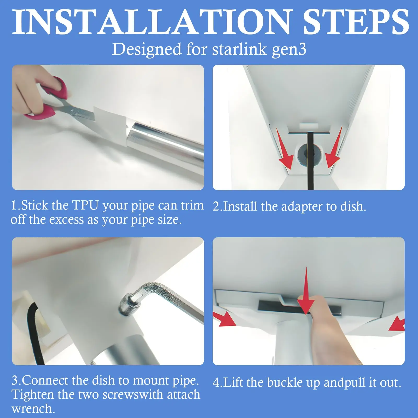 Soporte Montaje Poste Techo Starlink Gen 3 – Kit Redondo - imagen 2