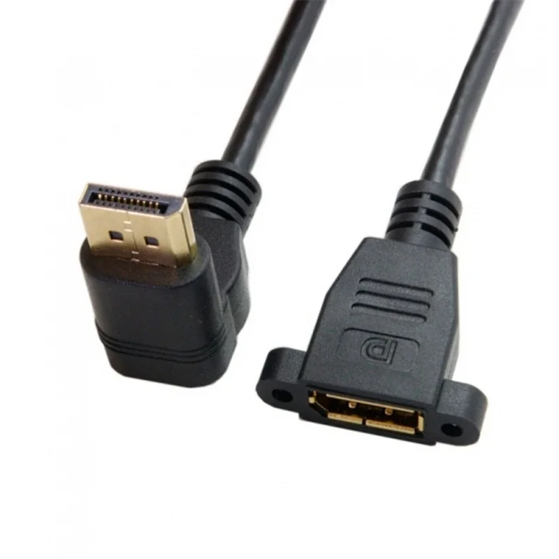 Cable de extensión en ángulo arriba y abajo de 90 grados macho a hembra con puerto de pantalla DisplayPort de 0,3 M