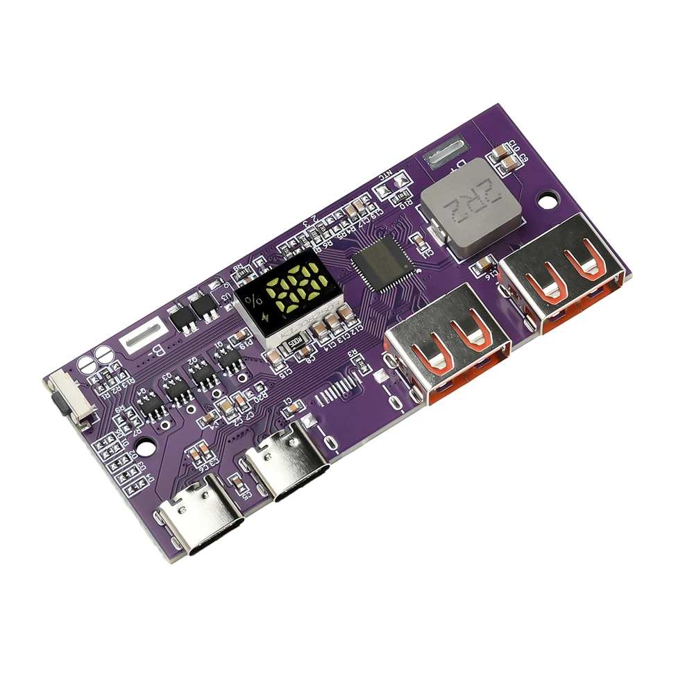 QC4 + PD3.0 LED tipo C USB 22,5 W banco de energía móvil placa de circuito de carga rápida 3,7 V módulo de carga de batería de litio ternario - imagen 2