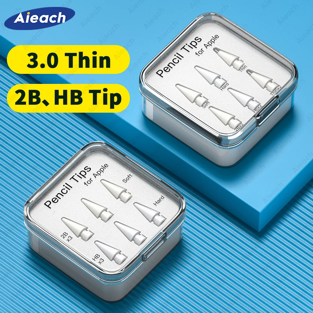 Puntas de lápiz para Apple Pencil 1.a y 2.a generación, doble capa 2B, HB y punta fina para punta de lápiz Apple, suficiente para 4 años de uso