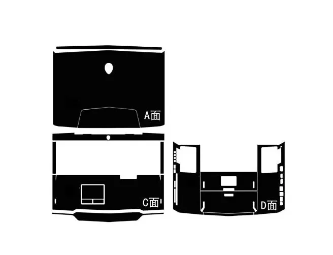 Película de cubierta adhesiva de piel para Alienware, precortada, 1x superior, 1x reposamanos, 1x inferior, M18X, R1, R2, M17X, R1, R2, R3, R4, M15X, M14X, M11X, versión antigua - imagen 3