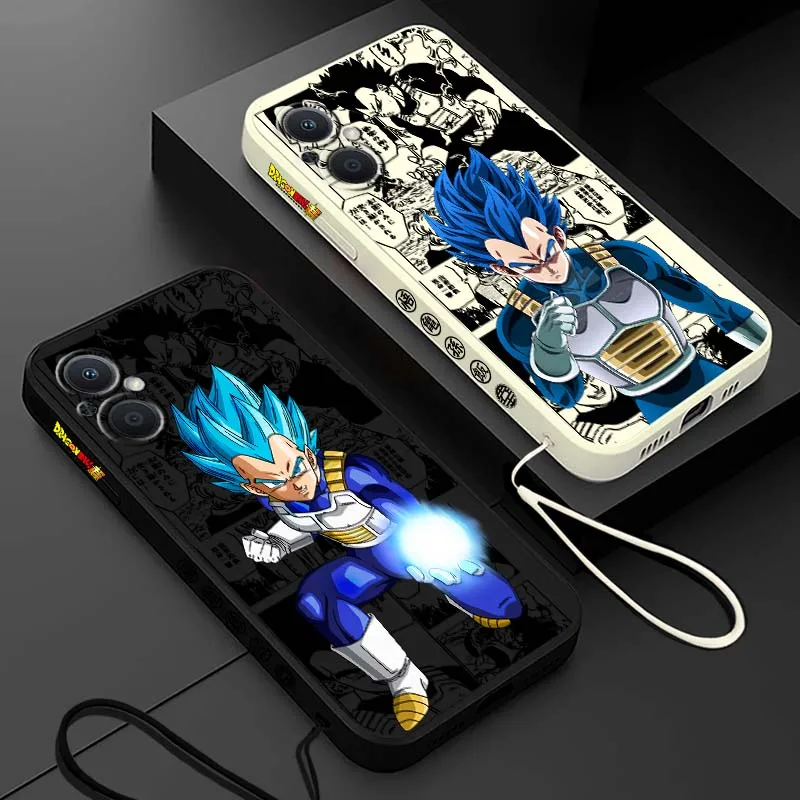 Anime d-dragon Ball Vegeta para OPPO Reno 8 7 A96 A78 A74 A72 A58 A53 A40 Lite 5G cubierta de la caja del teléfono de cuerda izquierda líquida