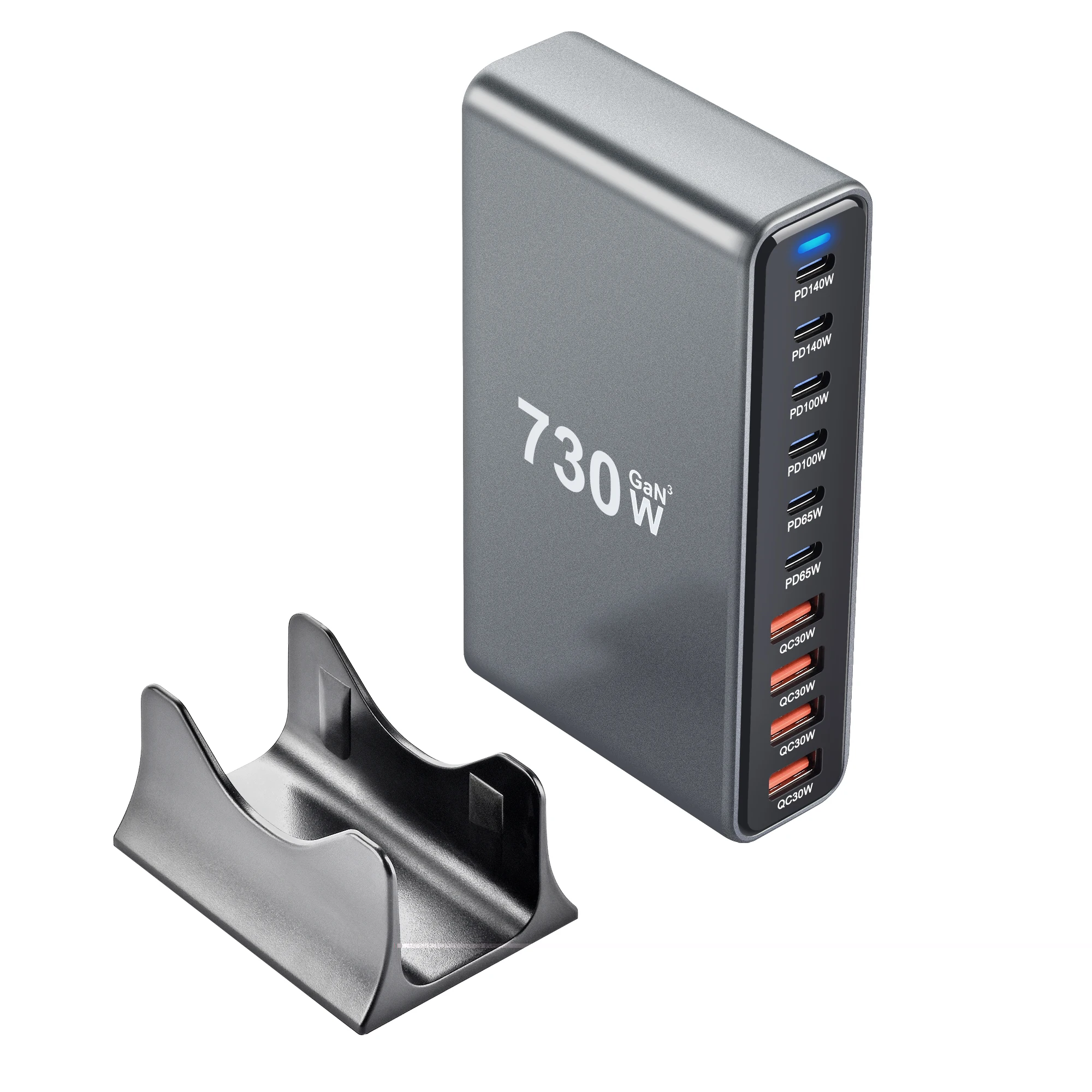 Cargador Pd de nitruro de galio de 730W, adaptador de escritorio multifunción, cargador Pd de alta potencia de 140W, cargador de 10 puertos - imagen 2