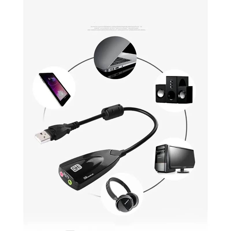 Tarjeta de sonido externa USB 7,1, adaptador 5HV2 USB a Jack de 3,5mm, sonido 3D CH, auriculares de Audio antimagnéticos, micrófono para ordenador portátil, PC y PS4 - imagen 4