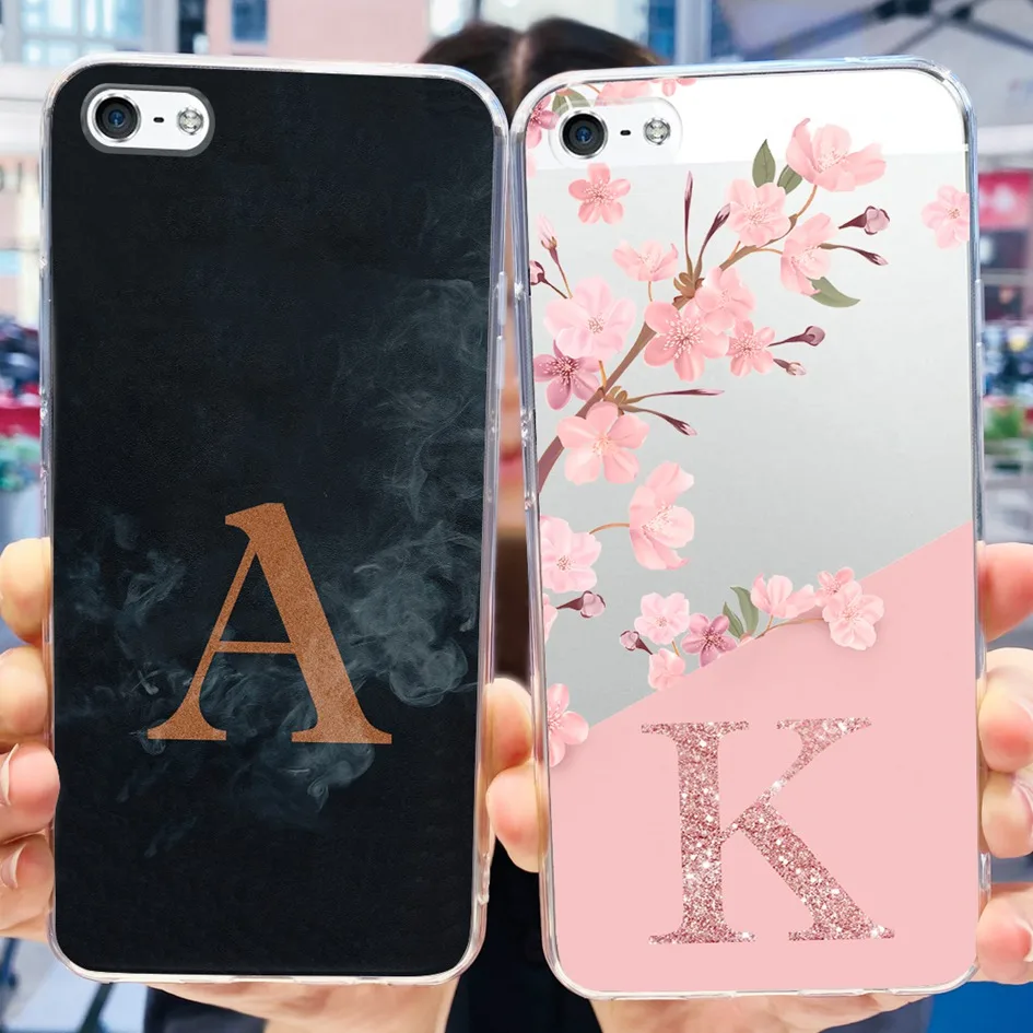 Funda transparente para iPhone SE 2016, carcasa con letras populares de flores, silicona suave, parachoques para iPhone 5, 5S, SE, 2020