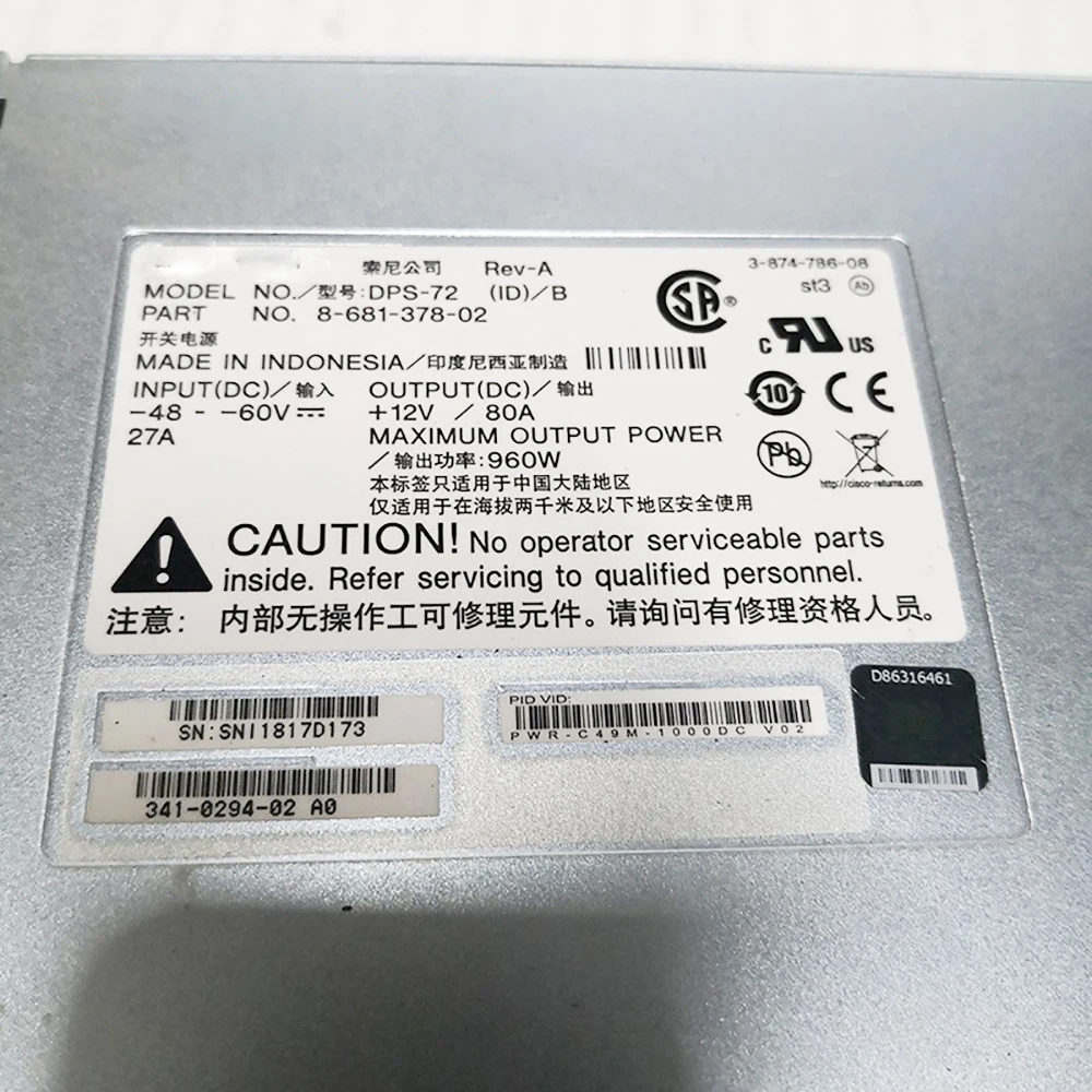 PWR-C49M-1000DC 341-0294-02 960W para fuente de alimentación CISCO completamente probada - imagen 5