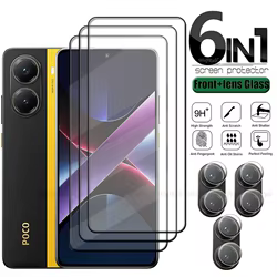 6 en 1 para Poco X7 Pro vidrio Xiaomi Poco X7 Pro vidrio templado 9H HD Protector de pantalla completa para Poco X7 Pro lente de vidrio